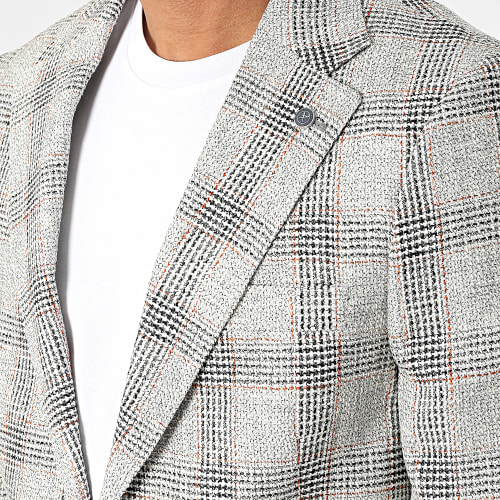 Veste Blazer A Carreaux 11587 Gris Chiné