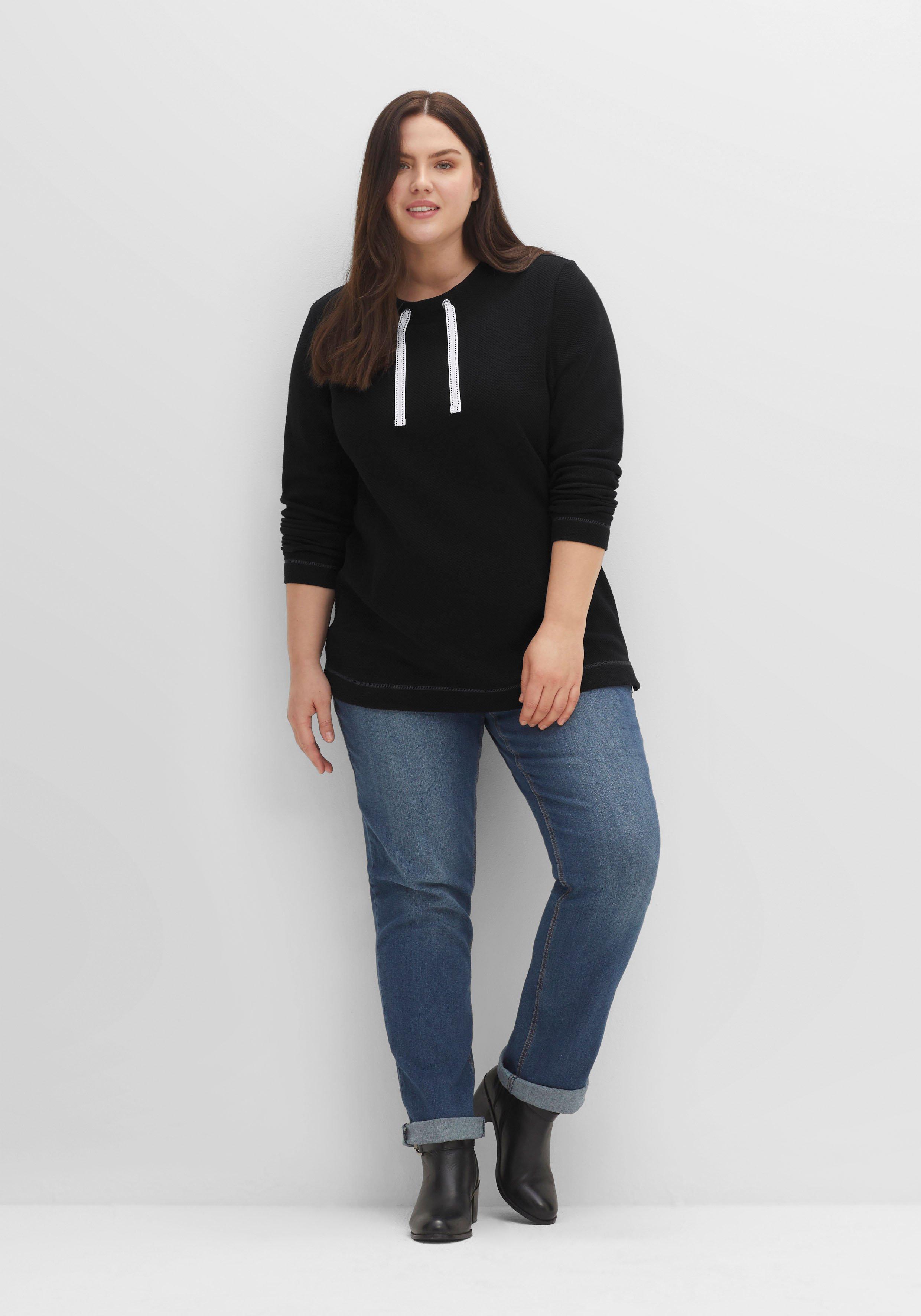Sweatshirt mit Tunnelzug, aus Waffelpiqué