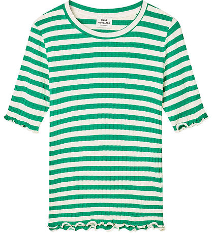 Mads Nørgaard T-Shirt - Rib - Tuviana - Vanilla Ice/Verdant Gree