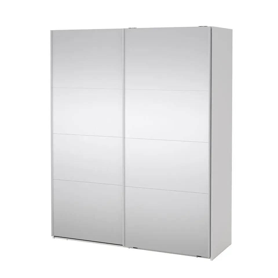 Hioshop Catania schuifdeurkast 2 deuren met spiegel 180x220cm wit