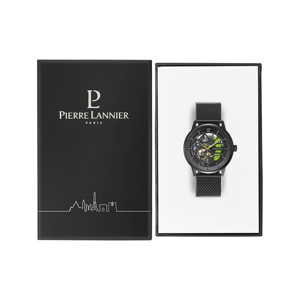 Montre PIERRE LANNIER Paddock homme automatique bracelet acier noir