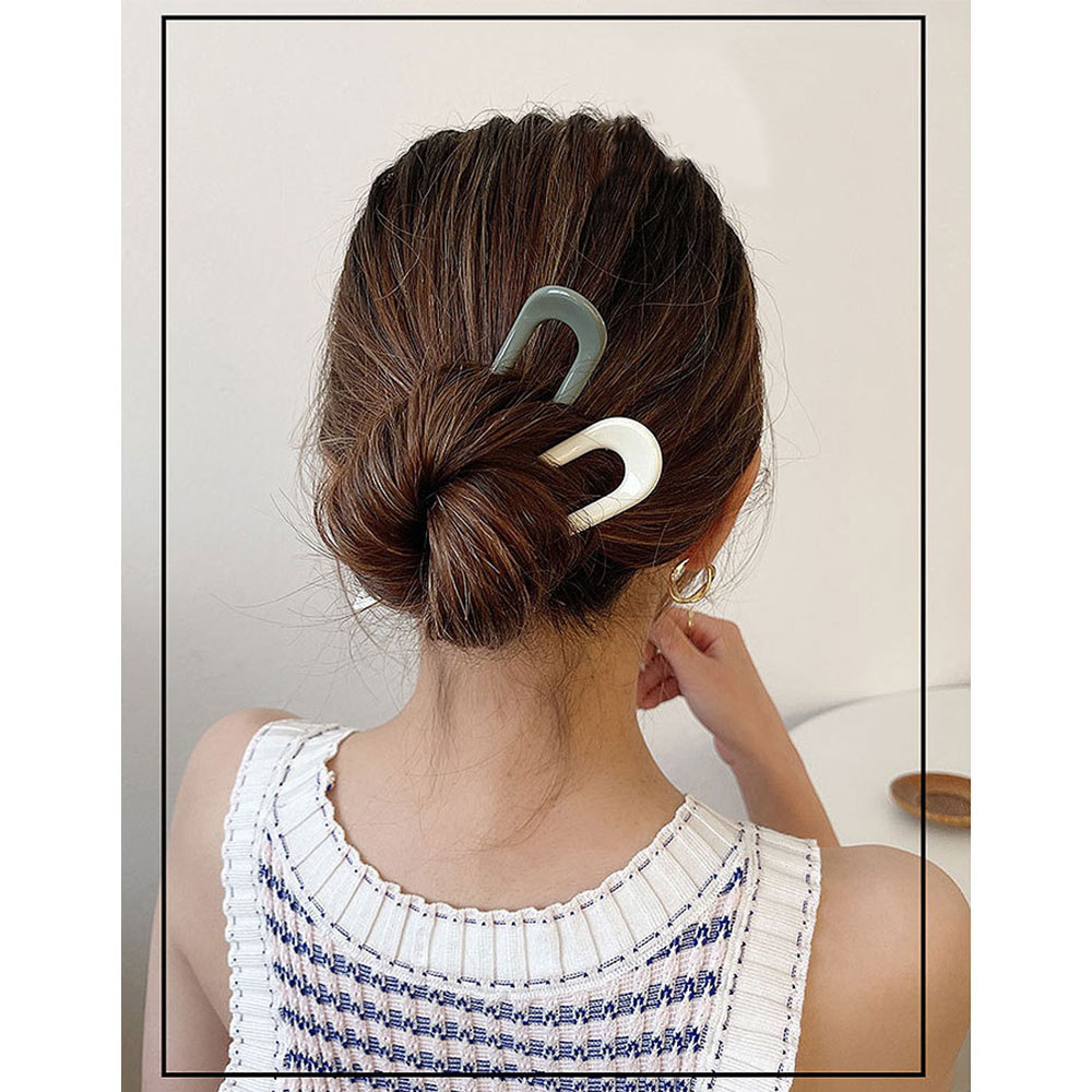 (10cm) Haarnadel Metall French Twist Klammer Dutt Haarschmuck - Rosa