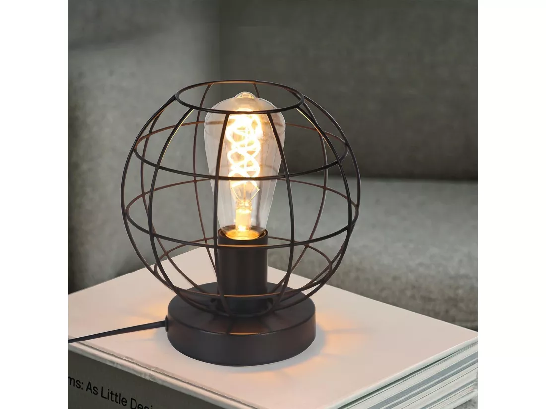 NETTLIFE Lampe de table vintage noir - lampe de chevet rétro lampe E27 douille en métal déco industrielle - Max 40W - Sans ampoules