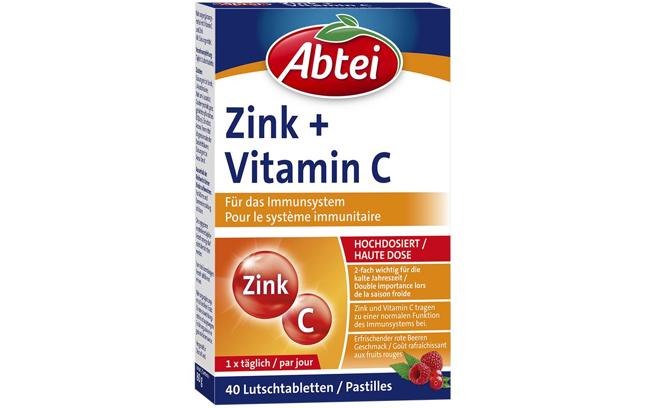 Zink + Vitamin C 40 LutschtablettenVeganes Nahrungsergänzungsmittel mit Zink + Vitamin C