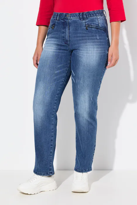 Jeans Mony, Vintage Look, konisches Bein, Stretch, dark blue denim