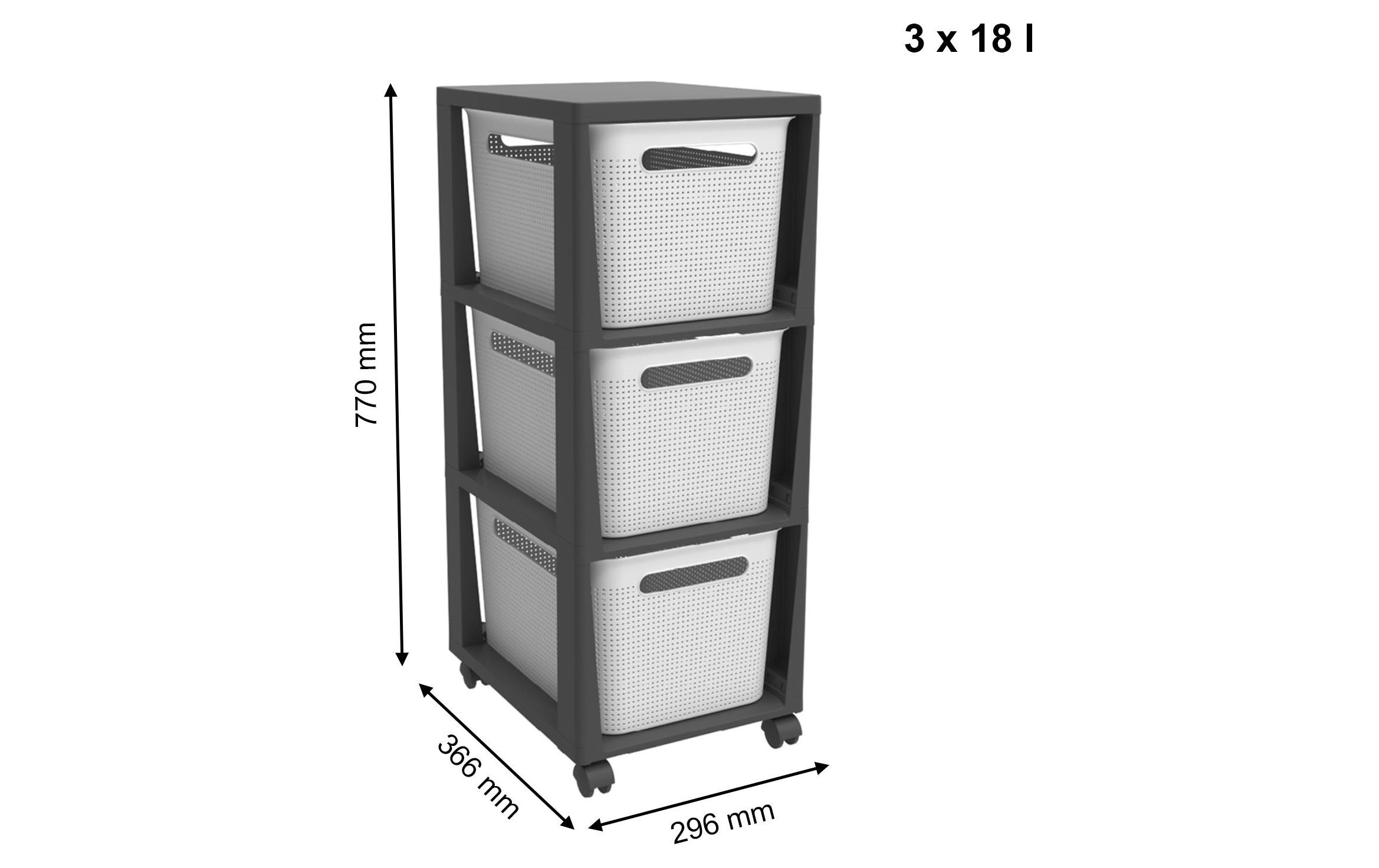 ROTHO Aufbewahrungsbox »Tower 3 x 16 l BRISEN mit Rollen«