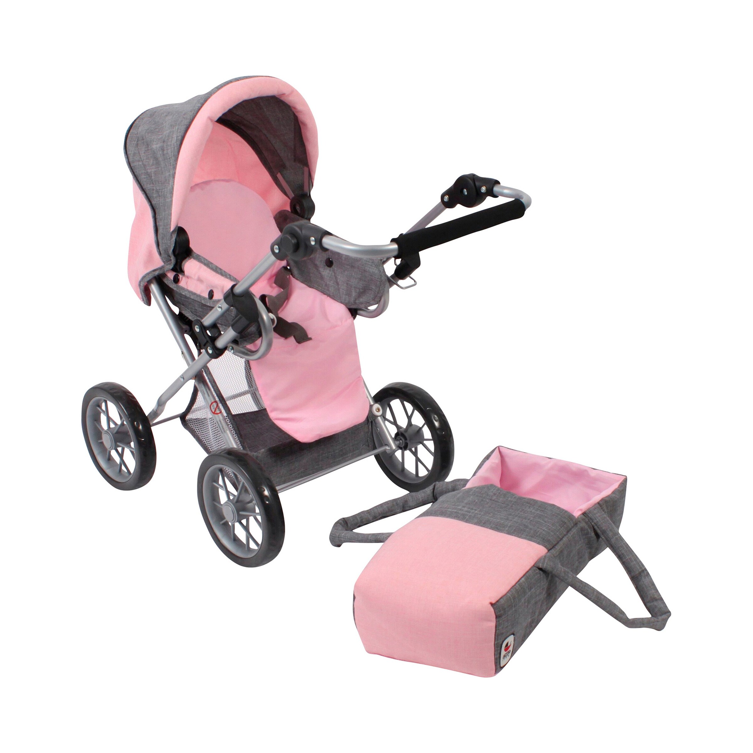 Bayer Chic Kombi-Puppenwagen Leni Melange grau/rosa