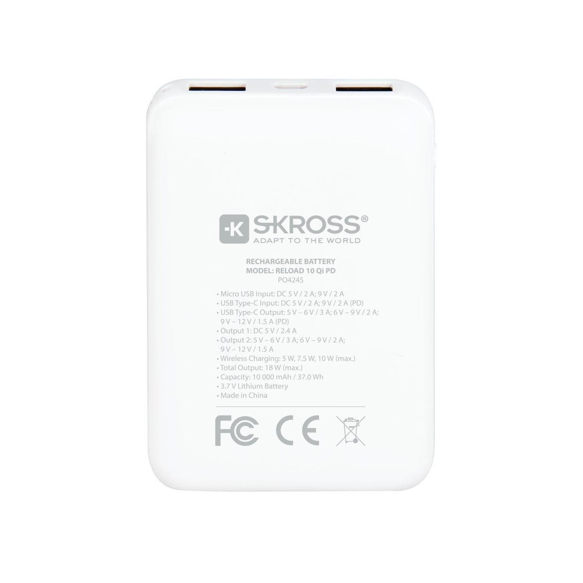 Ladda om 10, Power Bank, Wireless Qi, PD