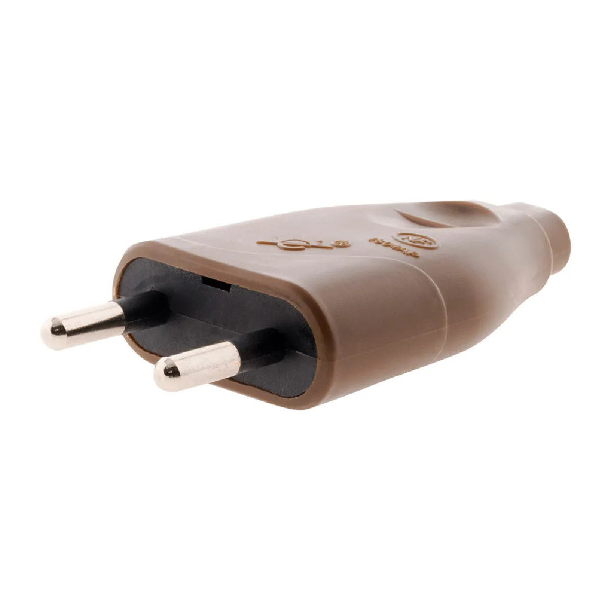 Zenitech Fiche mâle 2P 6A - Lot de 10 - Marron