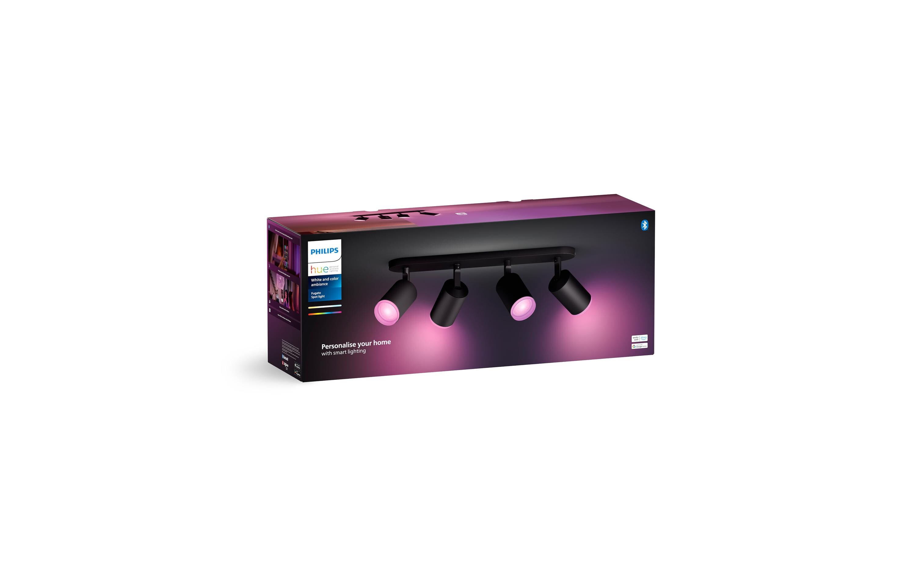 White & Color Ambiance Fugato 4er-Spot Schwarz<br>4er-Spot mit Weisstönen und mehr als 16 Millionen Farben