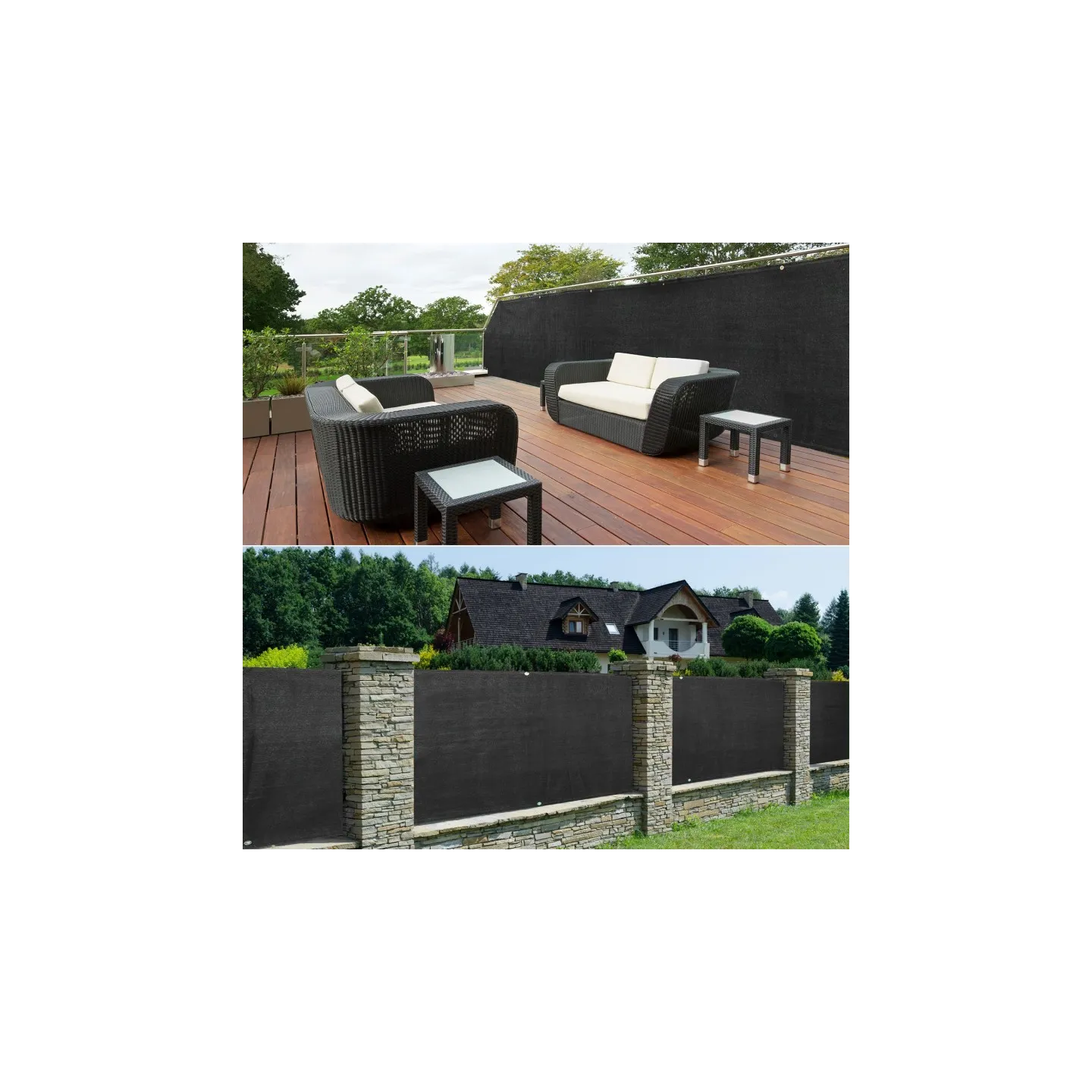 Brise vue renforcé 1,8 x 10 M noir 220 gr/m² luxe PRO