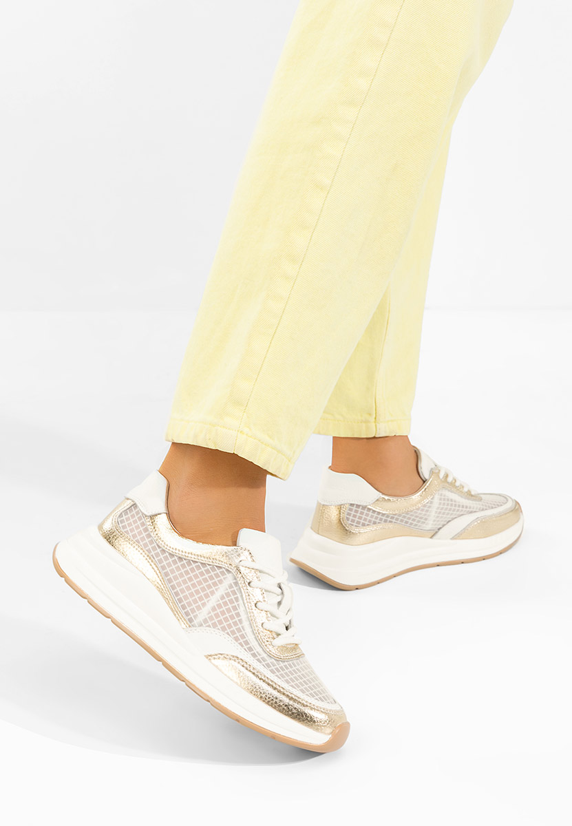 Baskets pour femme en cuir dorées Luelia