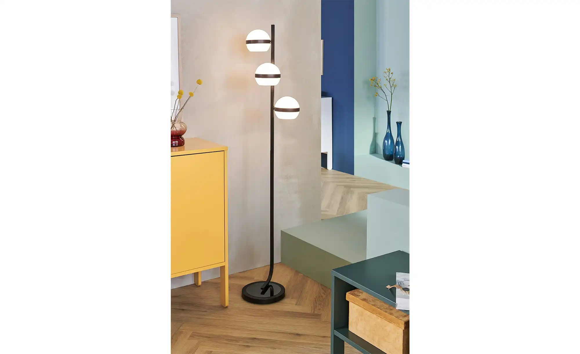 KHG LED-Stehleuchte, 3-flammig, schwarz