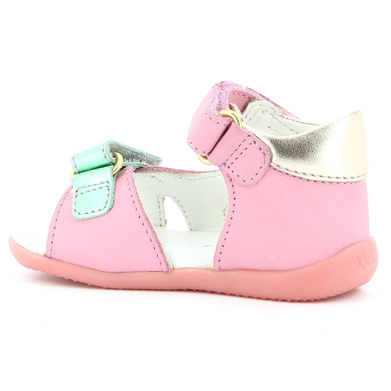 Kickers Sandales en Cuir Binsia-2 rose/doré/bleu