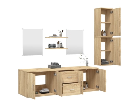 VIDAXL - Ensemble de meubles salle de bain 7 pcs chêne bois d'ingénie...