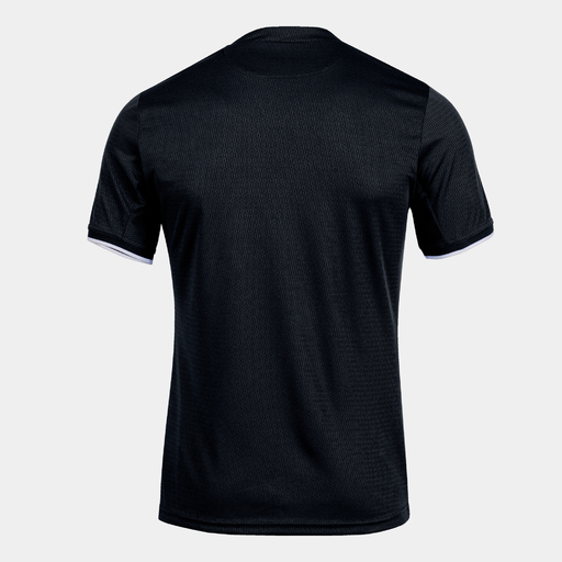 Camiseta Joma Toletum IV de manga curta, preta e branca.