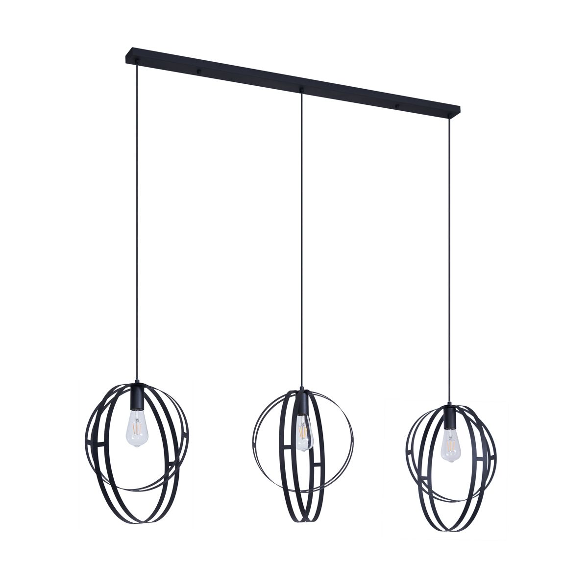 Design hanglamp zwart langwerpig 3-lichts - Indu
