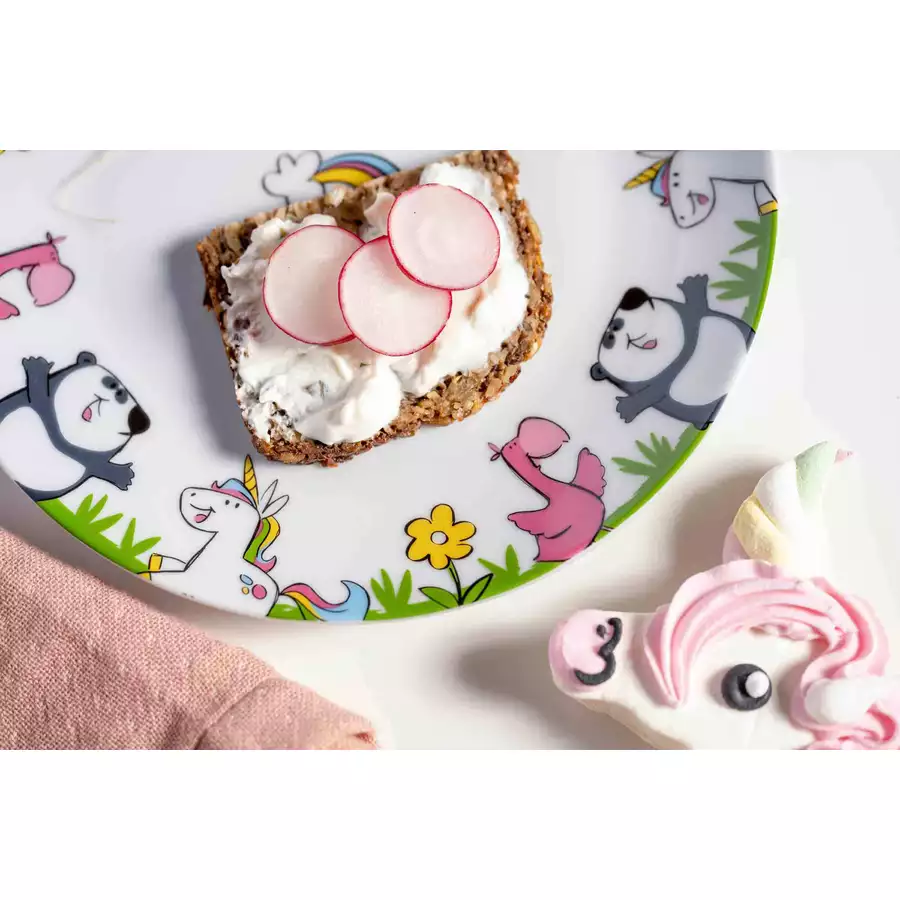 Leonardo Kindergeschirr Set Einhorn  Panda  Flamingo Bambini bunt
