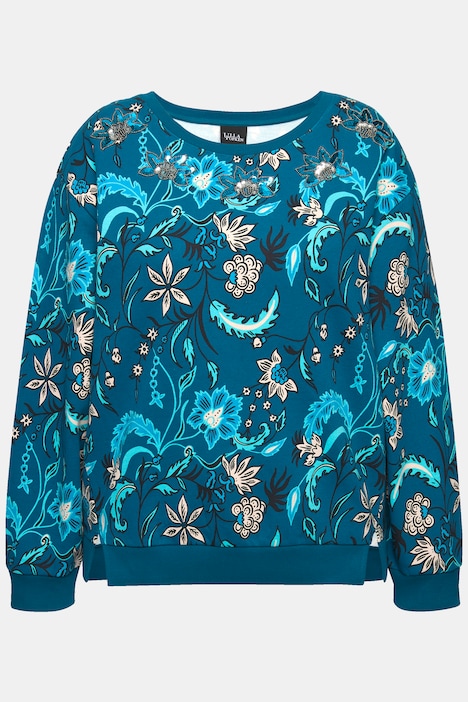 Sweatshirt, Pailletten, Oversized, Rundhals, Langarm