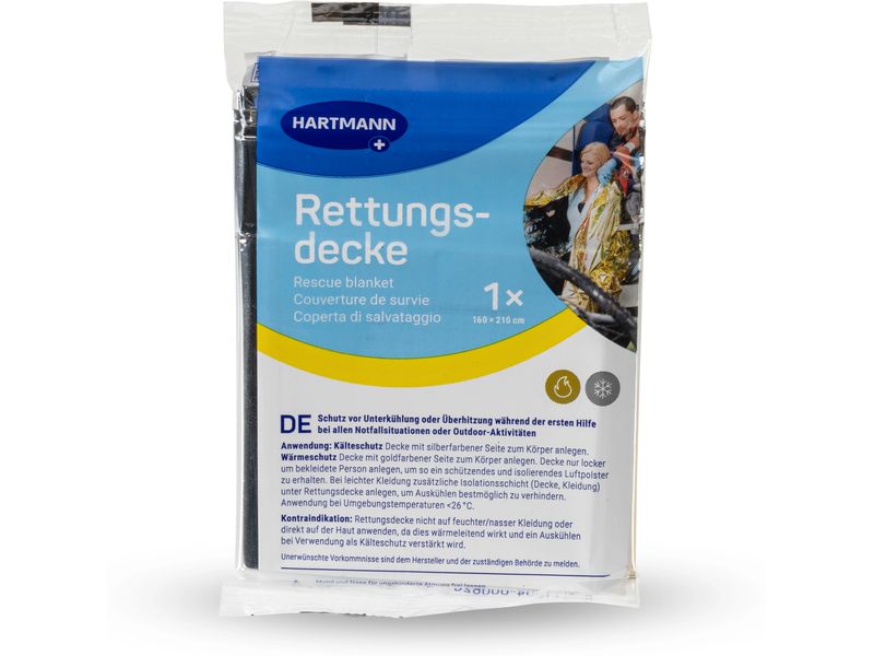 Hartmann Rettungsdecke 160 x 210 cm Erste Hilfe Rettungsdecke, Hitze- und Kälteschutz