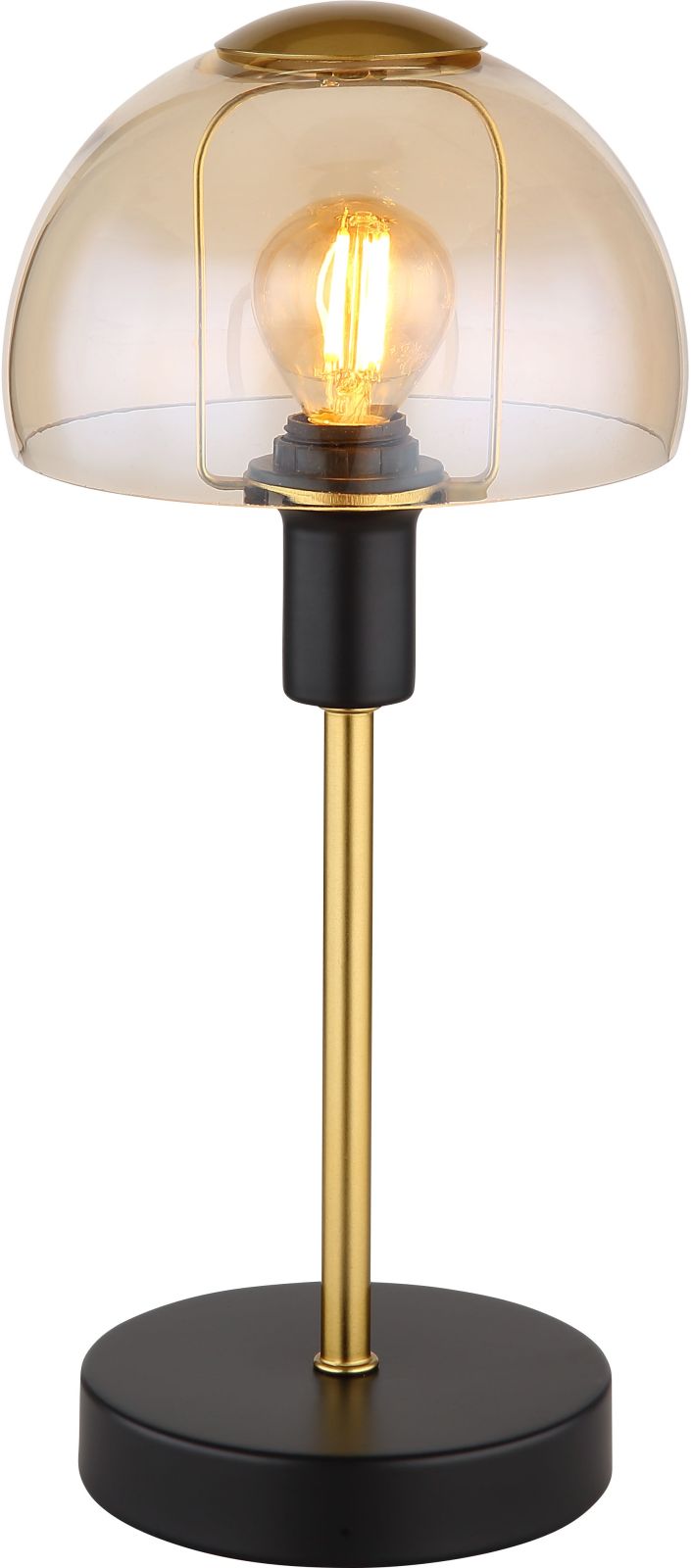 Tischleuchte - schwarz matt - goldfarben - Glas