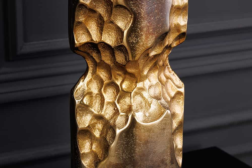 Moderne Vase PRECIOUS 40cm schwarz gold Metall Hammerschlag Design