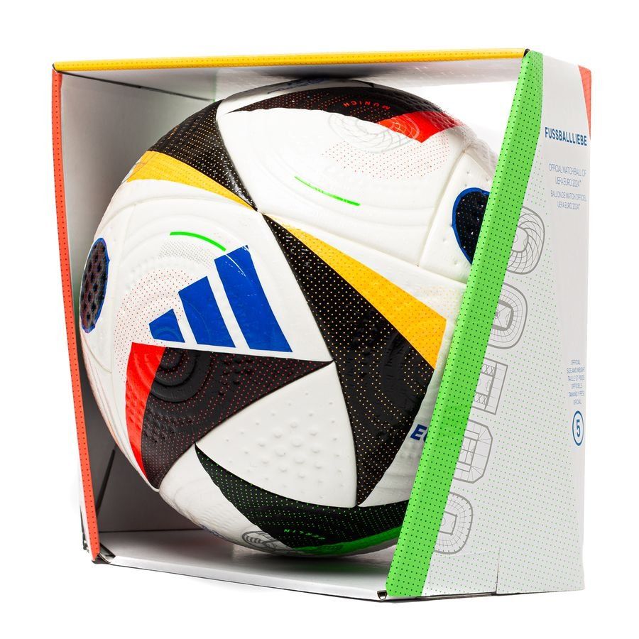 adidas Ballon FUSSBALLLIEBE Pro EURO 2024 Ballon de Match - Blanc/Noir/Bleu