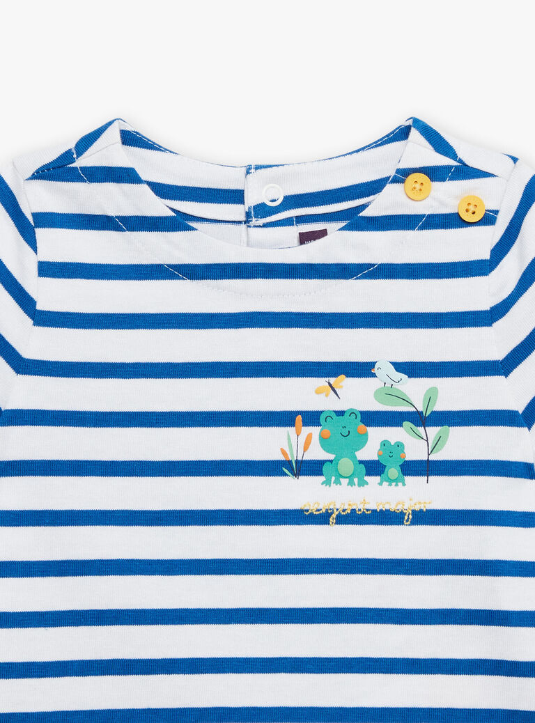T-shirt bleu roi à imprimé à rayures