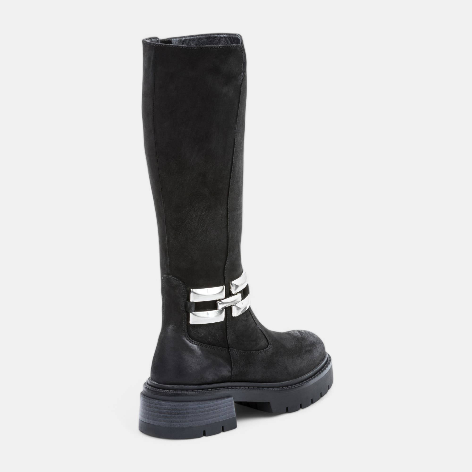 Bottes à talon Femme en cuir noir