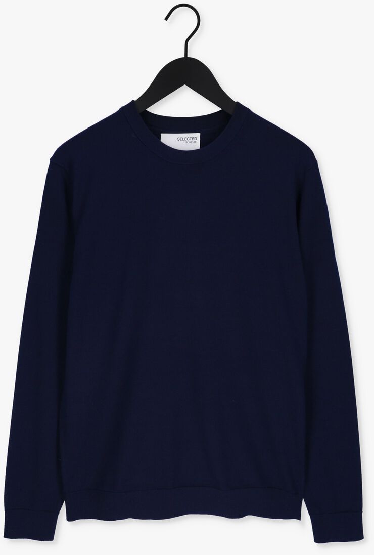 SELECTED HOMME donkerblauwe selected homme trui slhtown merino coolmax knit crew