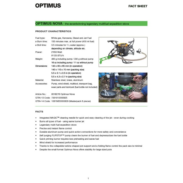 Optimus - Nova - Réchaud multicombustibles