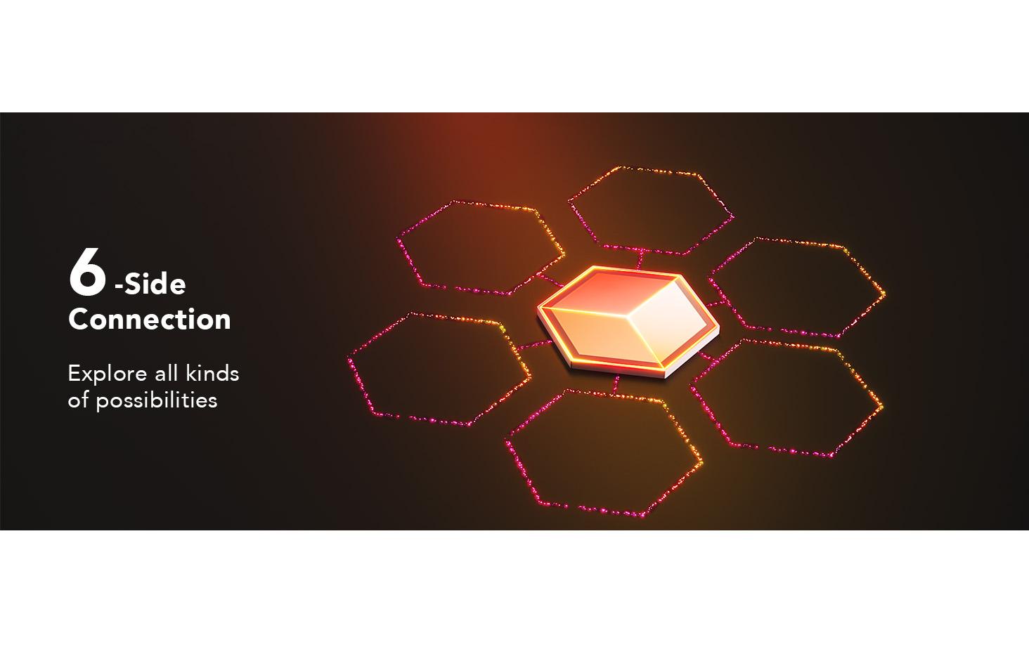 Panelleuchte Glide Hexa Ultra, 7er-Pack, RGBIC<br>Innovative 3D-Lichtpaneele
