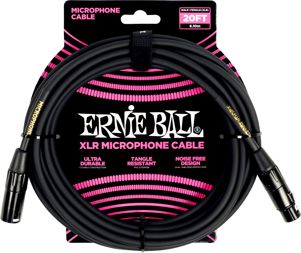 Ernie Ball Cbles Microphone Classic Xlr Mle/Xlr Fem 6M Noir - Câbles pour Microphones