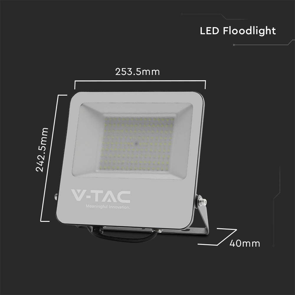 V-TAC - Zwarte LED-schijnwerper - 185lm/w - IP65 - 100W - 18500 lumen - 6500K