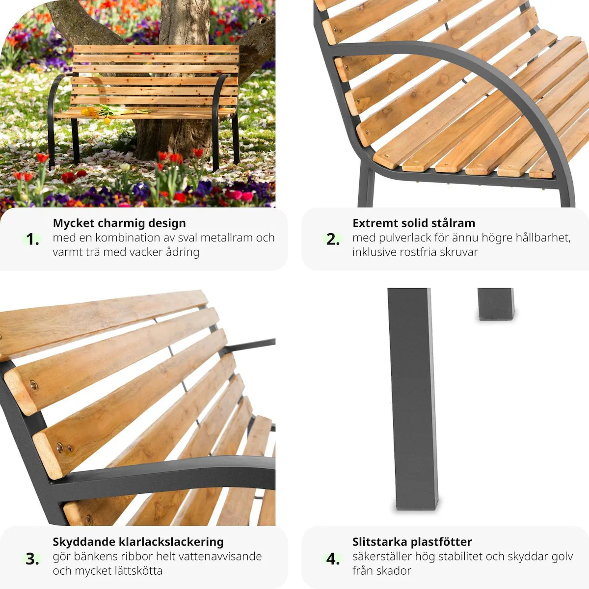 Hagebenk Micha 2-seter av tre 119,5x 62x83cm - brun