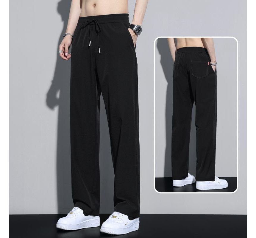 Denimic - Effen joggingbroek met trekkoord in de taille en wijde pijpen