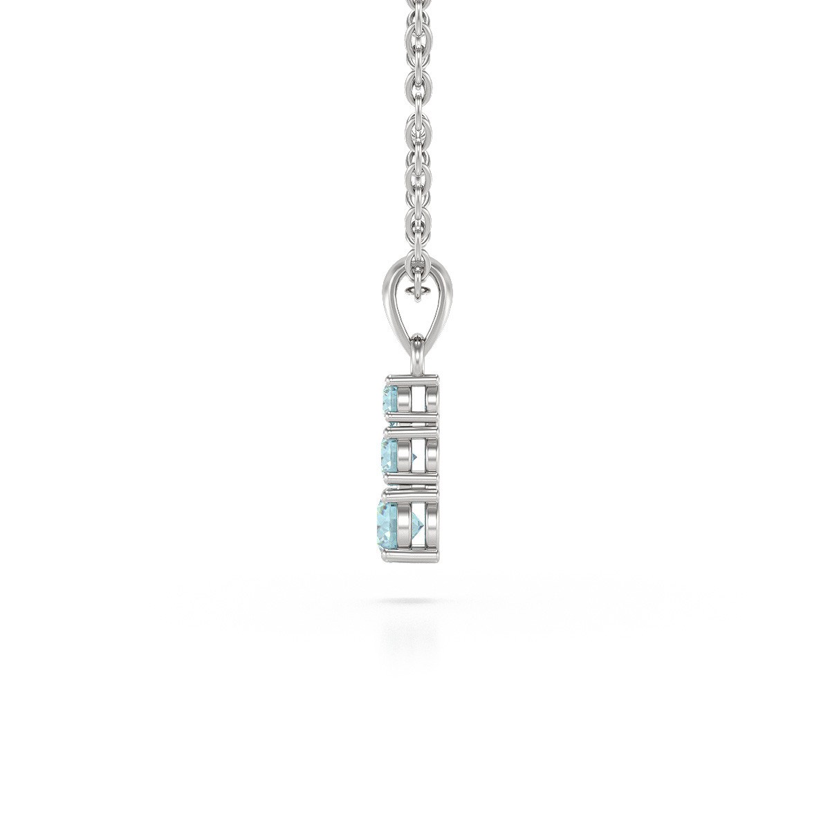 Collier Pendentif ADEN Or 585 Blanc Aigue-Marine Chaine Or 585 incluse 0.45grs