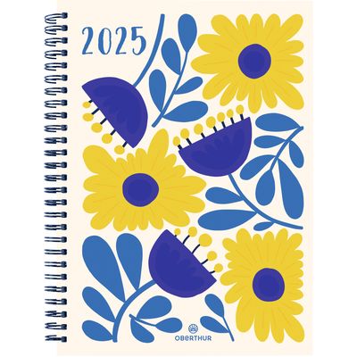 Agenda Flores - 1 semaine sur 2 pages - 15,5 x 21,5 cm - bleu - Oberthur