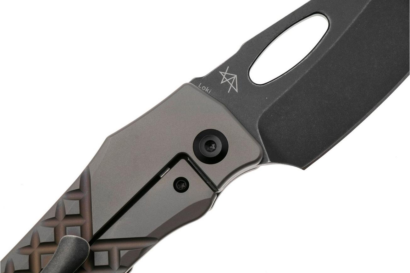 Kansept Loki K1058B4, Blackwashed CPM S35VN, Bronzed Frag Pattern Titanium zakmes, Steven Dunnuck design