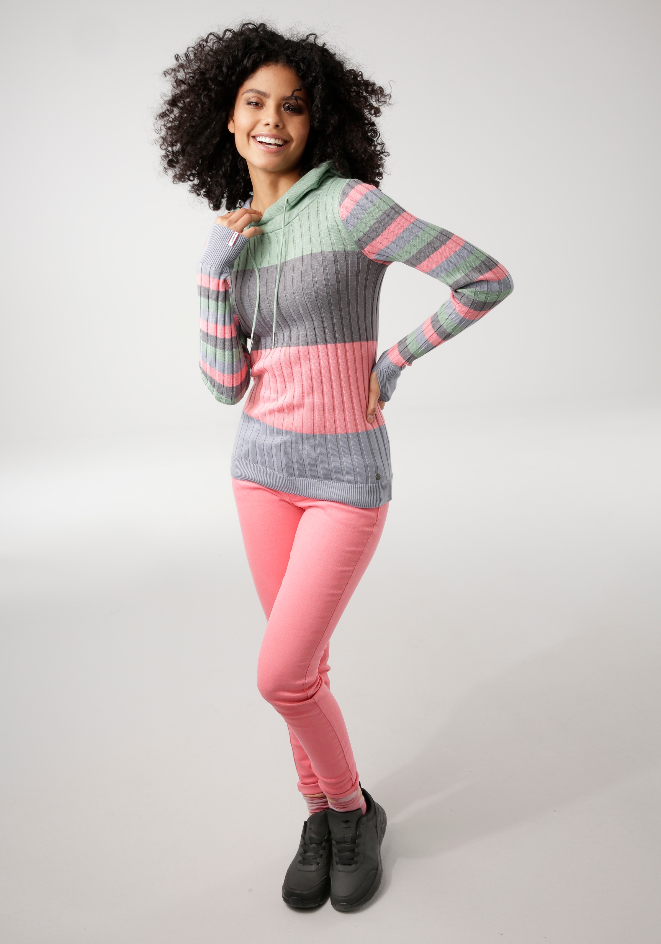 KangaROOS Kapuzenpullover , mit trendigem Colorblocking in verschiedenen Streifenbreiten