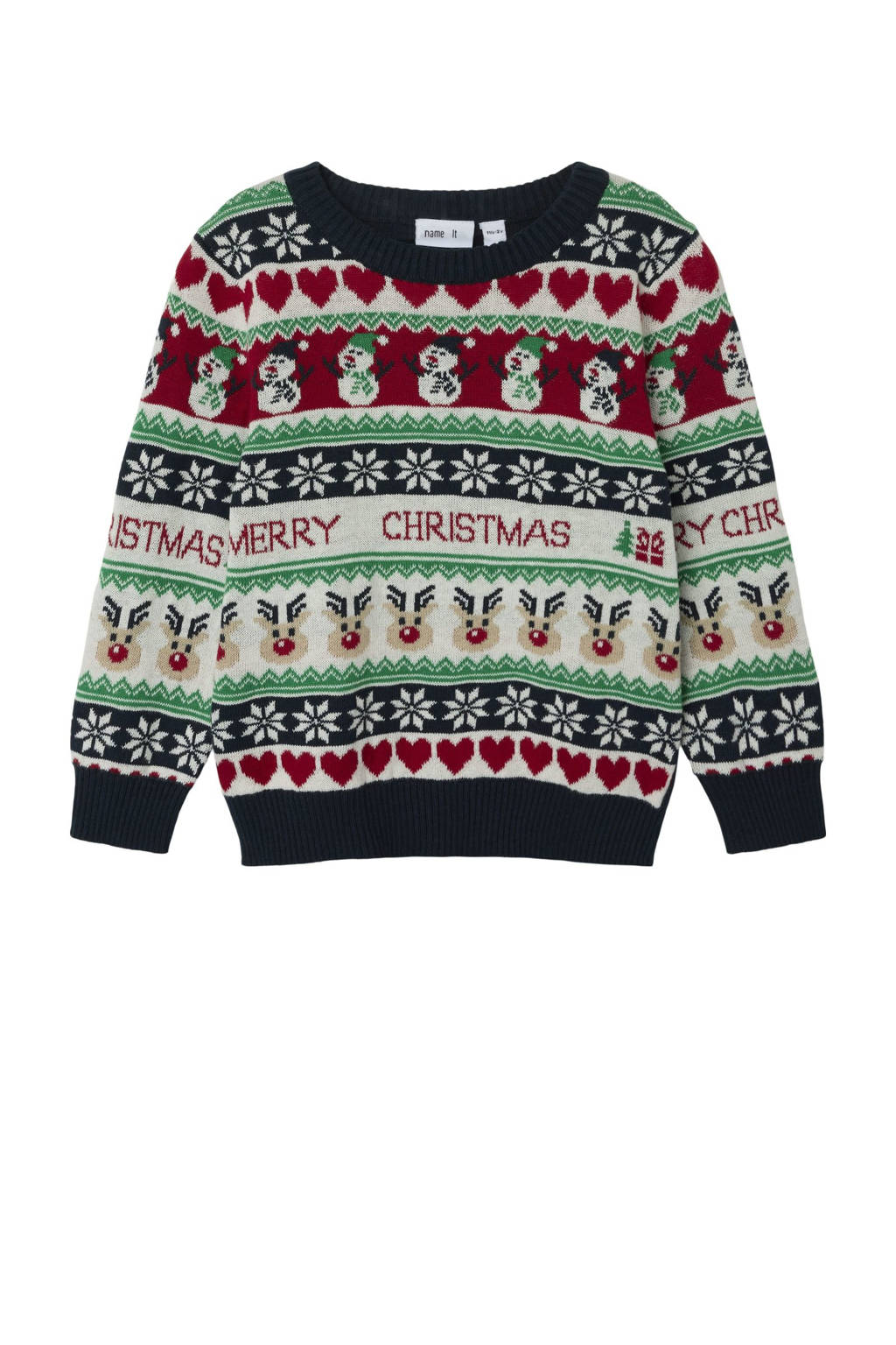 NAME IT kersttrui donkerblauw fijn gebreid