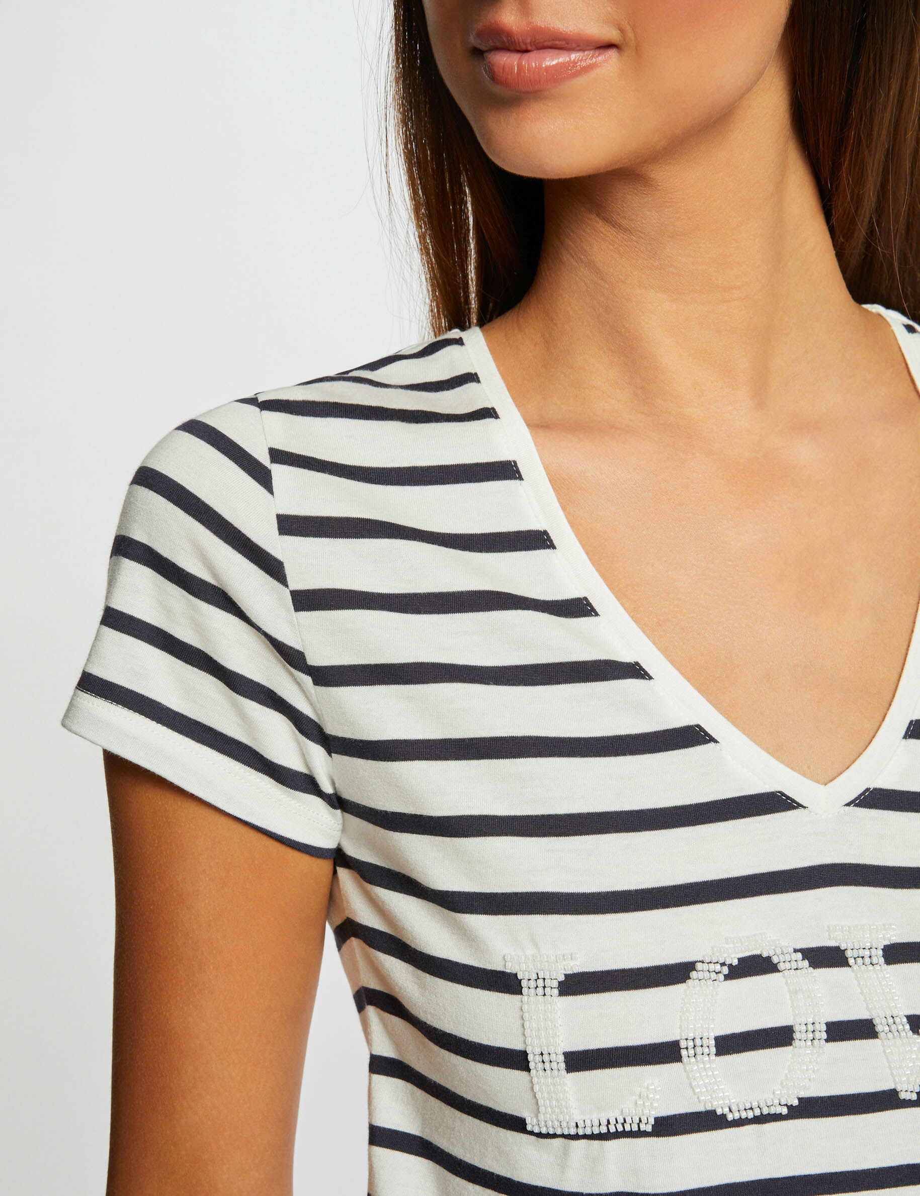 T-shirt manches courtes à rayures marine femme - marine