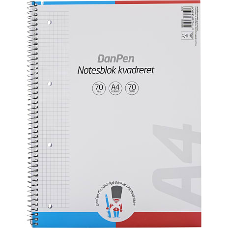 Danpen notesbog A4 kvadreret