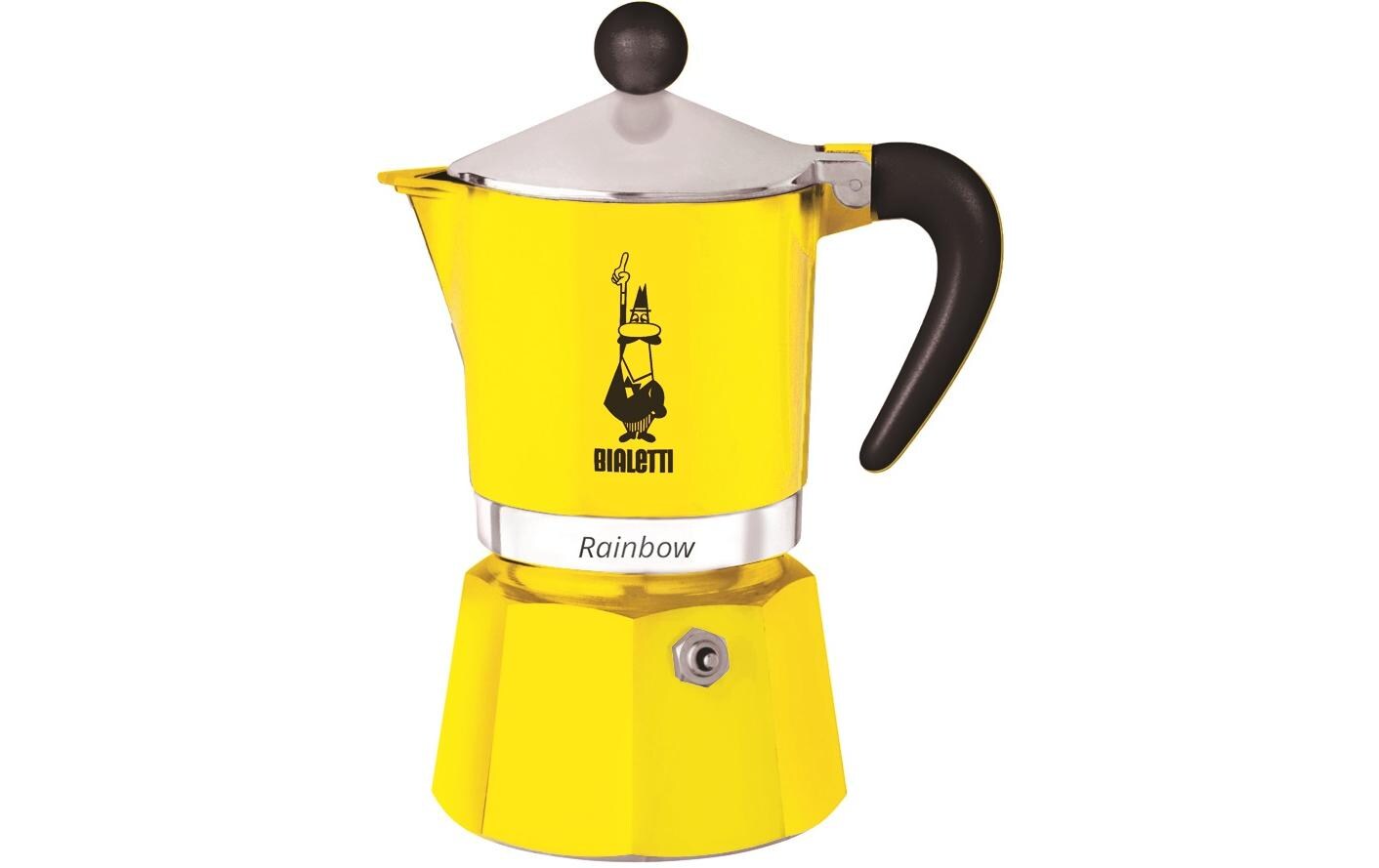 Espressokocher Rainbow 3 Tassen, GelbItalienische Espressokanne – ein Design-Klassiker