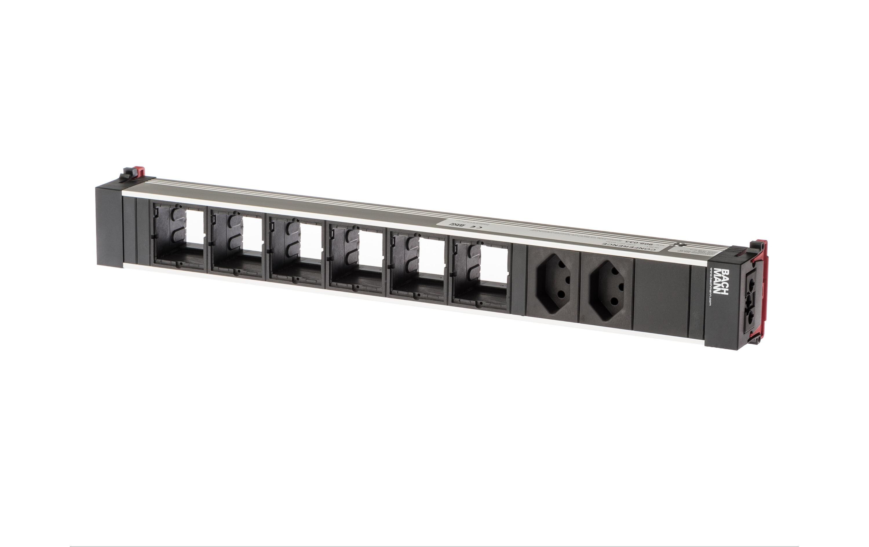 Einbausteckerleiste Top Frame 2x T13, 6x ABD<br>8-fach-Steckdosenleiste mit 6 freien Plätzen