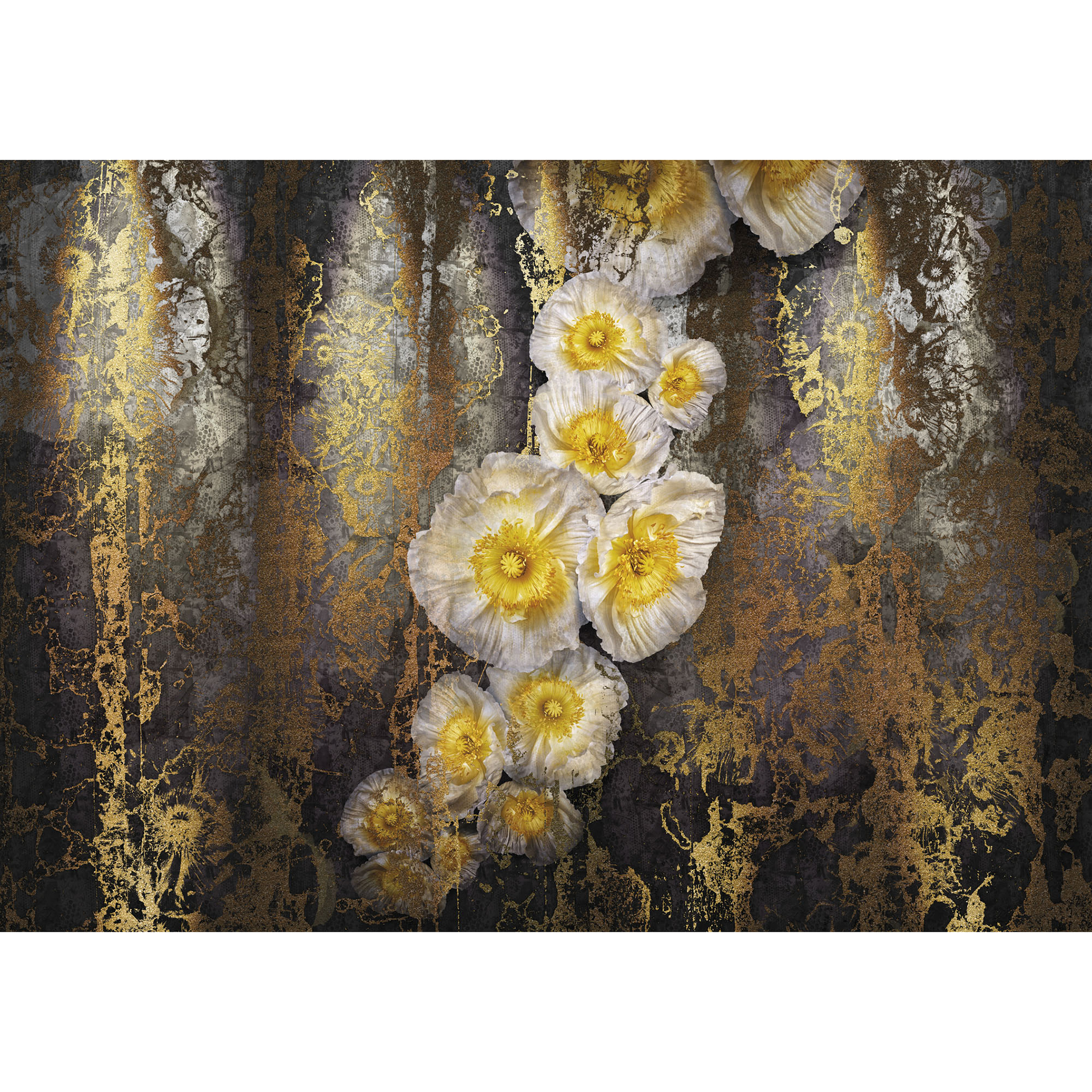 Papier-Fototapete SERAFINA - gelb-gold - 368x254 cm