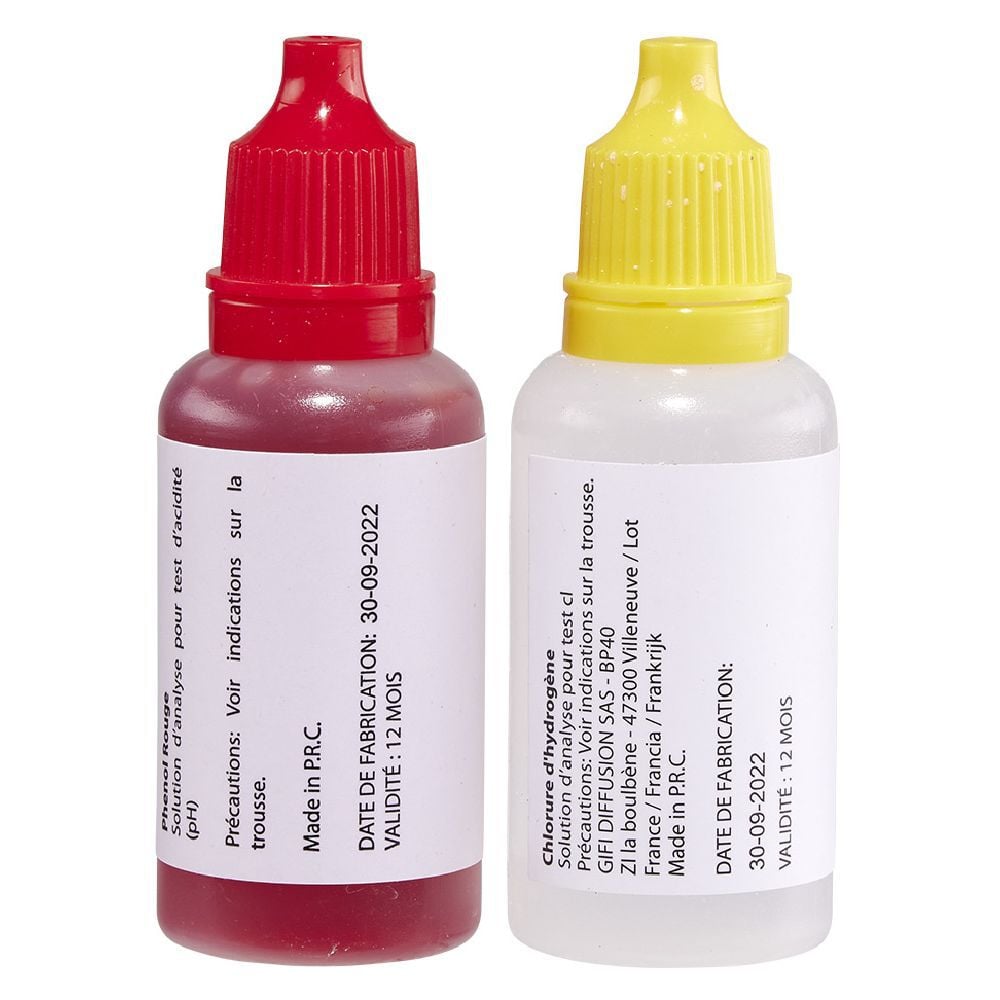 Recharge liquide pour trousse d'analyse PH et chlore piscine 20 ml