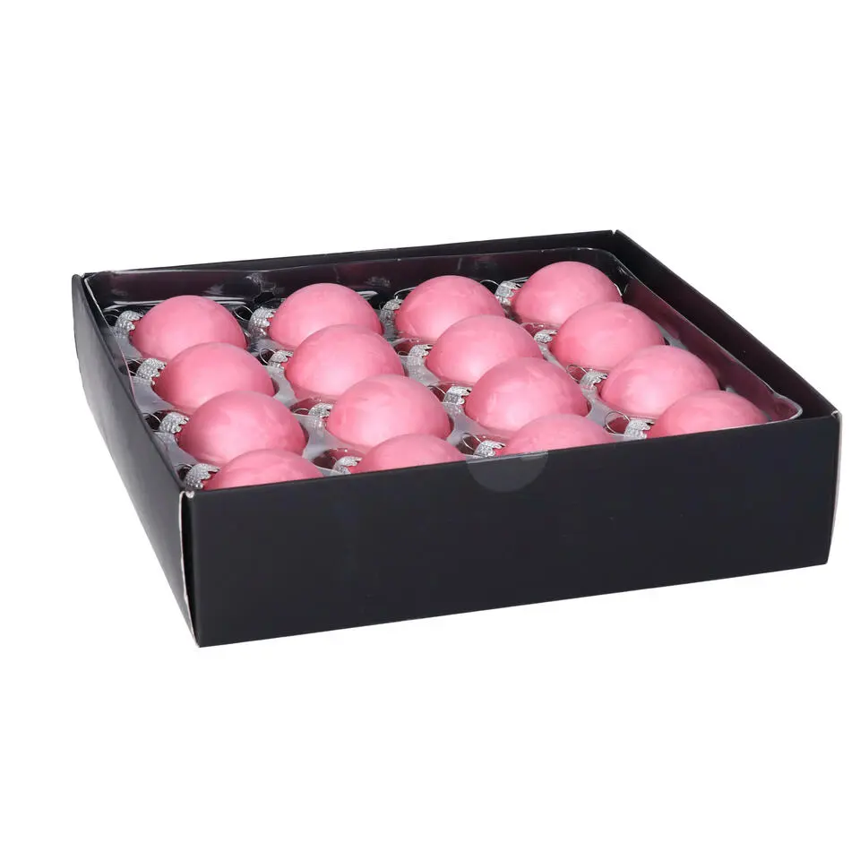 Othmar Decorations Luxe kerstballen - 16x -4 cm - roze -glas