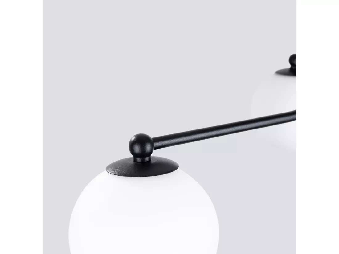 Lustre Astral minimaliste en acier/verre - 5 sources lumineuses - L.58 x H.29 cm - noir/blanc