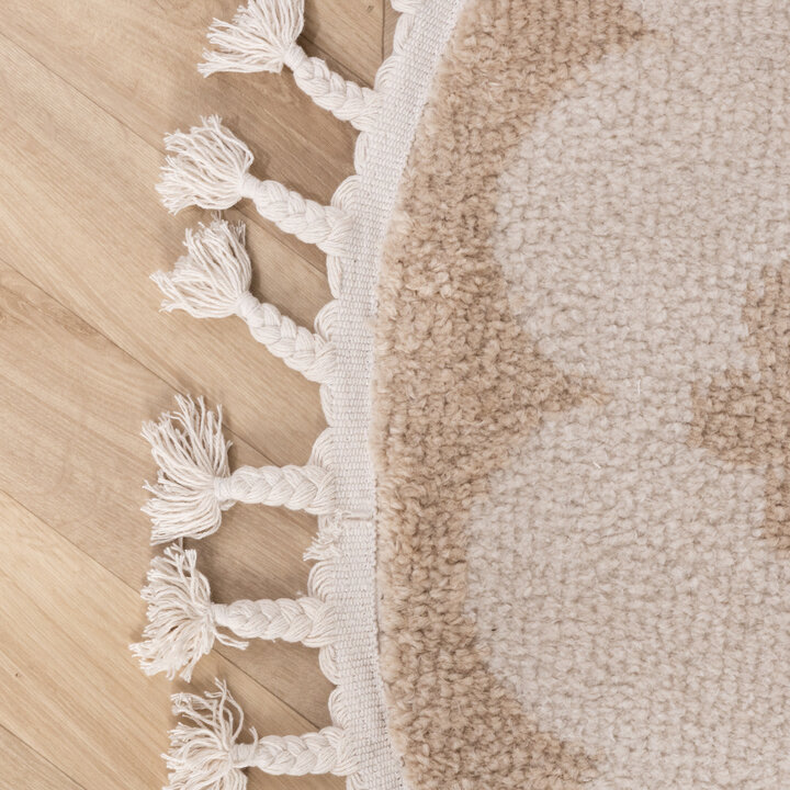Rond wasbaar kindervloerkleed - Moos Flower Creme